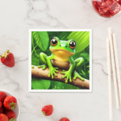 Serviette En Papier Grenouille sur branche Nature Art (En situation)