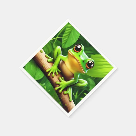 Serviette En Papier Grenouille sur branche Nature Art (Coin)