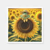 Serviette En Papier Grenouille sur un tournesol jaune (Devant)
