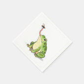 Serviette En Papier Grenouille verte attrapant une mouche (Coin)