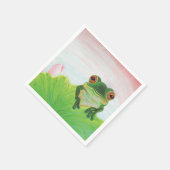 Serviette En Papier Grenouille verte Se détendre dans l'étang (Coin)