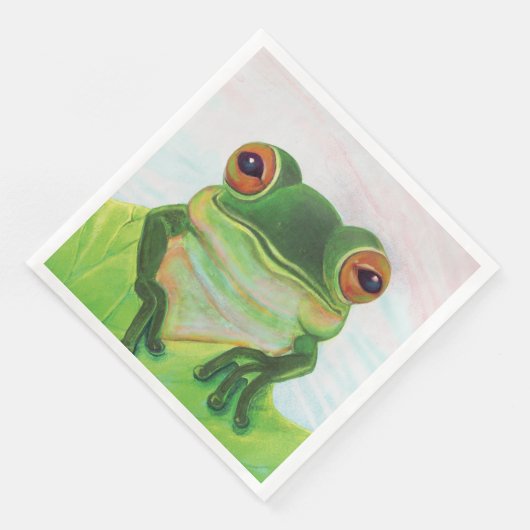 Serviette En Papier Grenouille verte Se détendre dans l'étang (Coin)