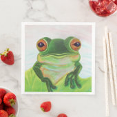 Serviette En Papier Grenouille verte Se détendre dans l'étang (En situation)