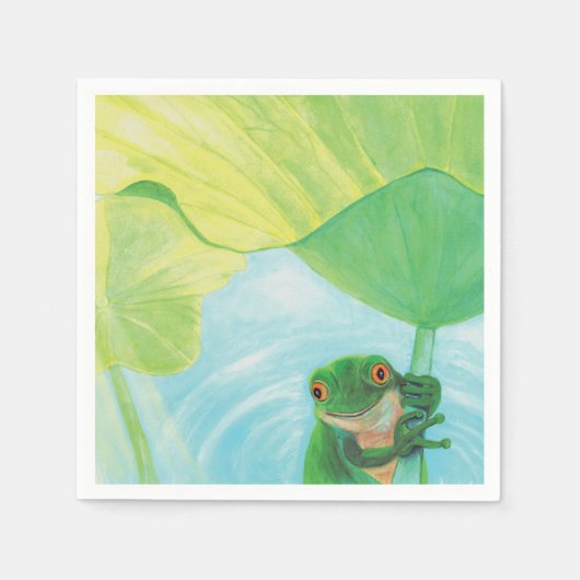 Serviette En Papier Grenouille verte sous Pad Lily (Devant)
