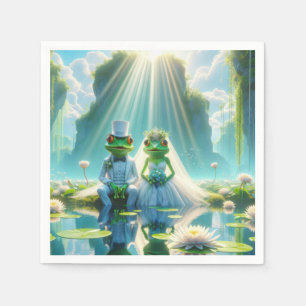 Serviette En Papier Grenouilles de mariée et de chambre sur Lily Pad