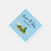 Serviette En Papier Grenouilles mariages sur Lily Pad avec Coeurs (Coin)