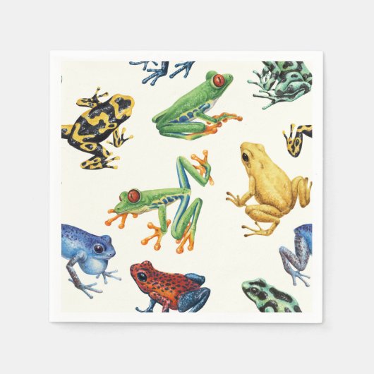 Serviette En Papier Grenouilles sur blanc naturel (Devant)