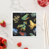 Serviette En Papier Grenouilles sur noir (En situation)