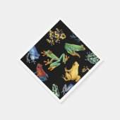 Serviette En Papier Grenouilles sur noir (Coin)