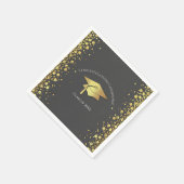 Serviette En Papier Grey and Gold Graduation (Coin)