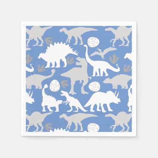 Serviette En Papier Grey Dino Motif L Blue BG (Devant)