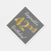 Serviette En Papier Grey, Faux Gold 42e anniversaire + Nom personnalis (Coin)