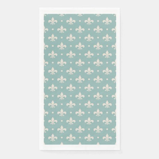 Serviette En Papier Grey Fleur De Lis motif sur arrière - plan turquoi (Devant)