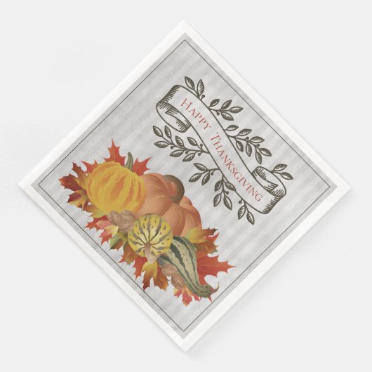 Serviette En Papier Grey Thanksgiving Citrouilles et Squash (Coin)