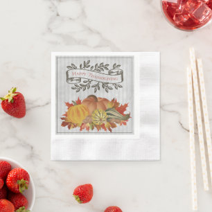 Serviette En Papier Grey Thanksgiving Citrouilles et Squash