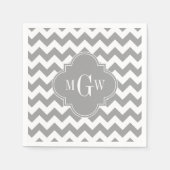 Serviette En Papier Grey What Chevron Dk Gris Quatrefoil 3 Monogramme (Devant)