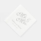 Serviette En Papier Grey White M. et Mme. | Papier mariage (Coin)