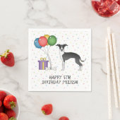 Serviette En Papier Greyhound Italien Noir Et Blanc - Joyeux anniversa (En situation)