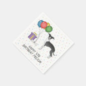 Serviette En Papier Greyhound Italien Noir Et Blanc - Joyeux anniversa (Coin)