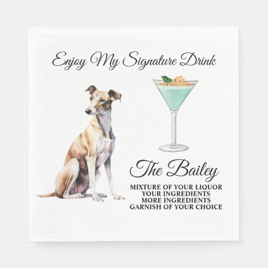 Serviette En Papier Greyhound Mariage Signature Boire serviettes (Devant)