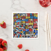Serviette En Papier gribouillis abstrait moderne (En situation)