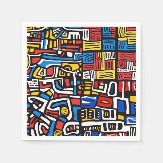 Serviette En Papier gribouillis abstrait moderne (Devant)