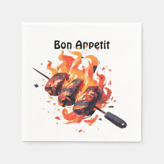 Serviette En Papier 🔥 🍢 "Grill Master's Delight" - Bon Appetit Napki