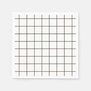 Serviette En Papier Grille minimaliste noir et blanc