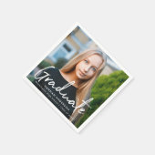 Serviette En Papier Grille moderne Script Graduation Graduation Photo  (Coin)