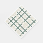 Serviette En Papier Grille Montauk moderne Vert & Beige (Coin)