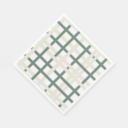 Serviette En Papier Grille Montauk moderne Vert & Beige (Coin)