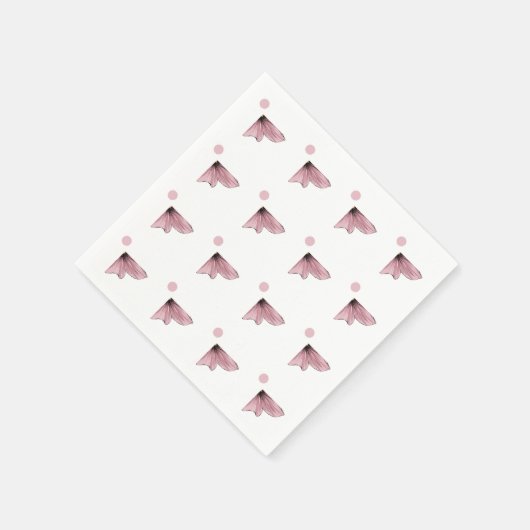 Serviette En Papier Grille pois de fleurs roses girly délicates (Coin)