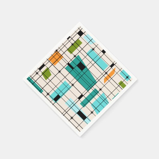 Serviette En Papier Grille rétro et Starburts Papier serviettes (Coin)