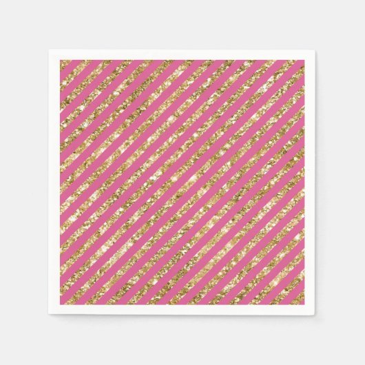 Serviette En Papier Grilles de Parties scintillant en or rose (Devant)