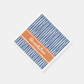 Serviette En Papier Grilles de peintures ondulées Ornage et bleu avec  (Coin)