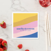 Serviette En Papier Grilles modernes Bleu Jaune Diplôme Personnalisé (En situation)