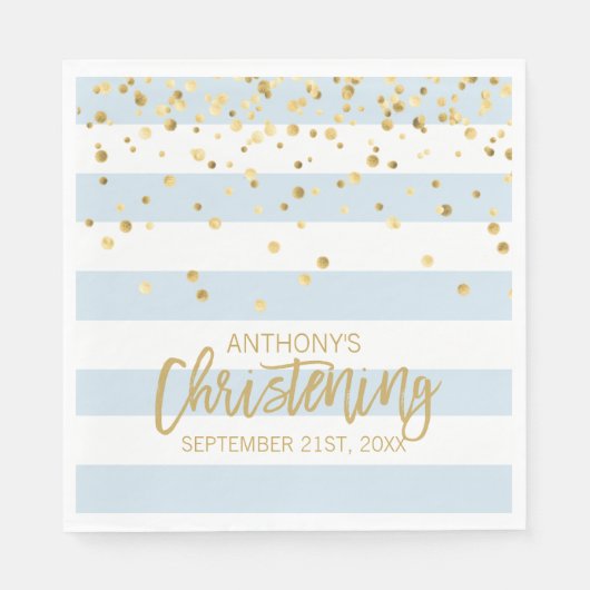 Serviette En Papier Grilles personnalisées Pastel Blue Gold BOY CHRIST (Devant)