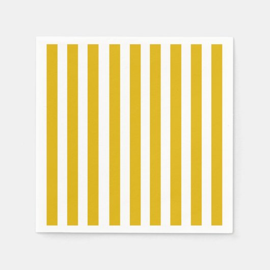 Serviette En Papier Grilles verticales jaunes et blanches de moutarde (Devant)