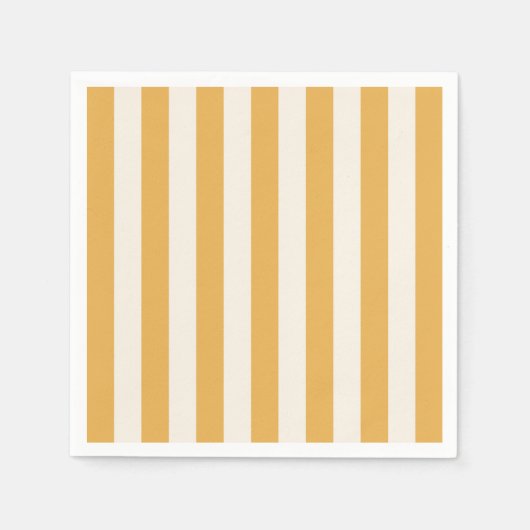Serviette En Papier Grilles Verticales Moutarde Jaune Et Blanc Gratté (Devant)