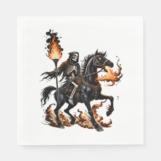 Serviette En Papier Grim Reaper Skeleton équitation Horse Flames (Devant)