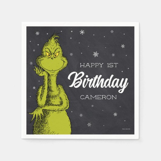 Serviette En Papier Grinch Chalkboard Anniversaire (Devant)