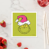 Serviette En Papier Grinch in Pink Santa Hat (En situation)