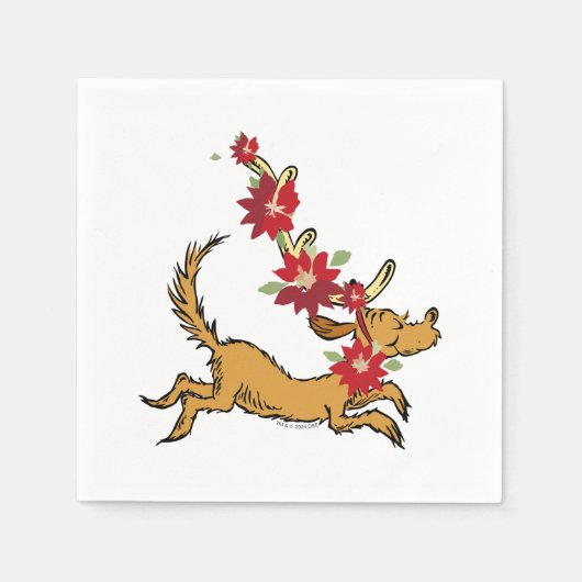 Serviette En Papier Grinch | Max Pointsettia de Noël (Devant)