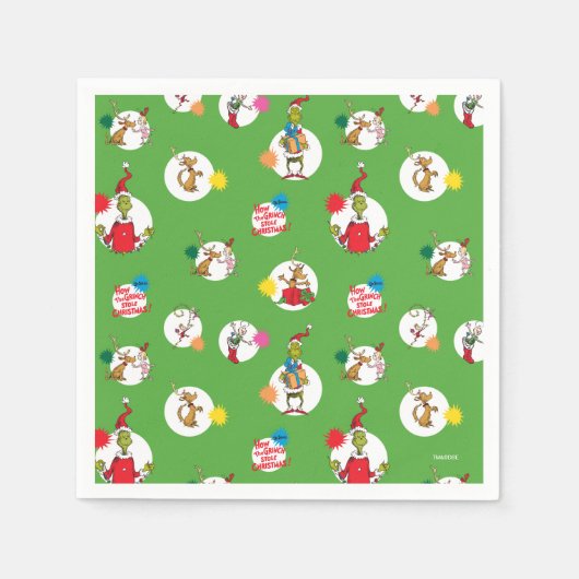 Serviette En Papier Grinch | Motif de points de Noël (Devant)