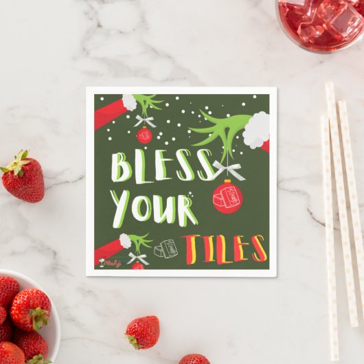 Serviette En Papier GRINCHY Mahjong Bénissez vos carreaux Napkins (En situation)