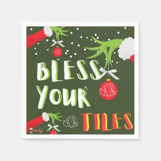 Serviette En Papier GRINCHY Mahjong Bénissez vos carreaux Napkins (Devant)