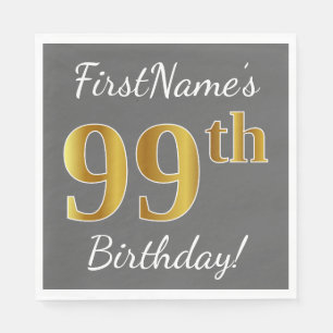 Serviette En Papier Gris, anniversaire d'or de Faux