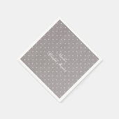 Serviette En Papier Gris & Blanc Petits Points Modernes Chic (Coin)