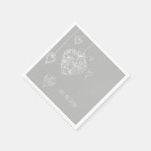 Serviette En Papier Gris Blanc Romantique Coeurs Mariage (Coin)