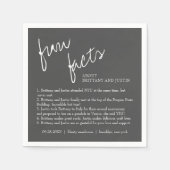 Serviette En Papier Gris Blanc Script Fun Facts Cocktail Mariage (Devant)